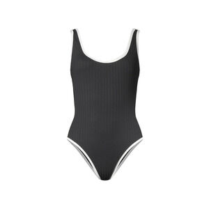 Solid & Striped Annemarie Ribbed One-Piece Swimsuit in Black